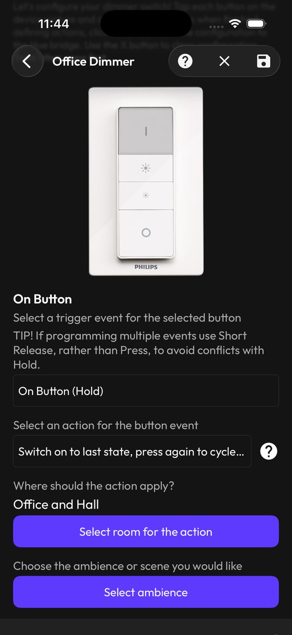 Programming the On button of an Office Dimmer