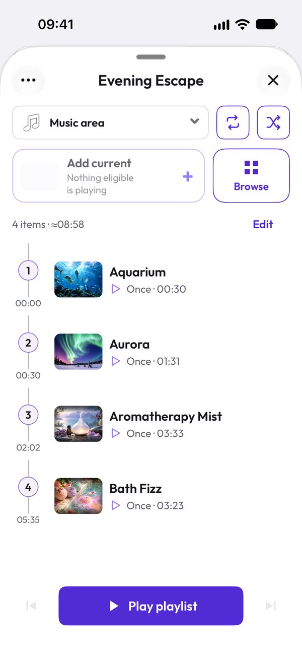 Evening Escape playlist (light mode)