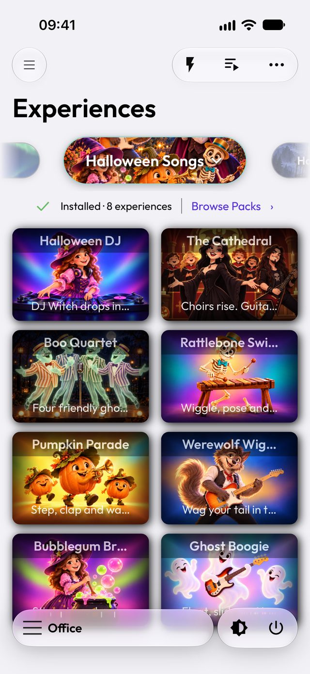 Halloween Songs pack in the app (light mode)