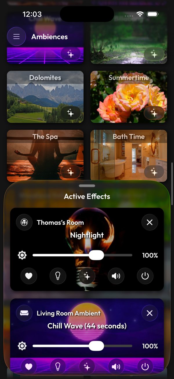 Active Effects with two rooms running