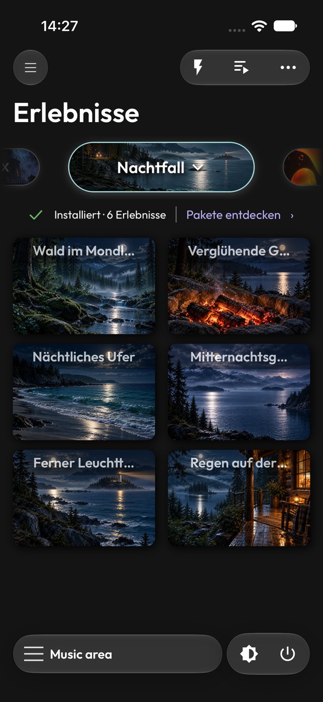 Paket Nachtfall in der App im dunklen Modus