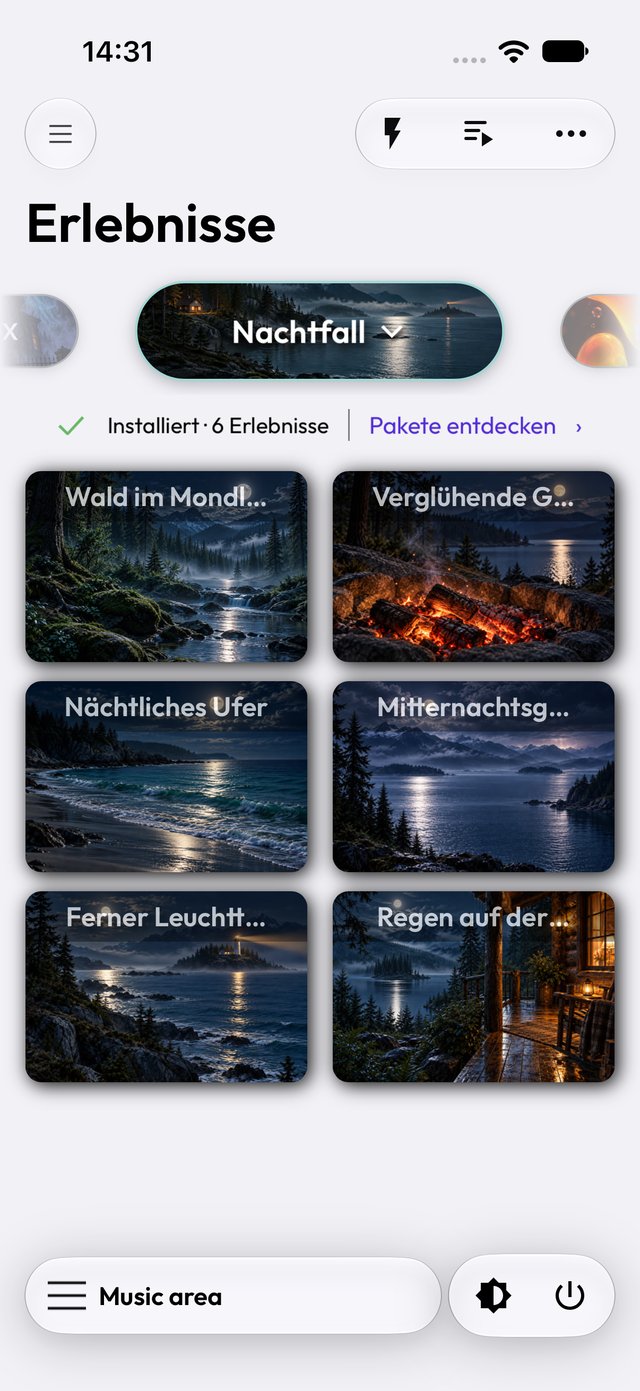 Paket Nachtfall in der App im hellen Modus