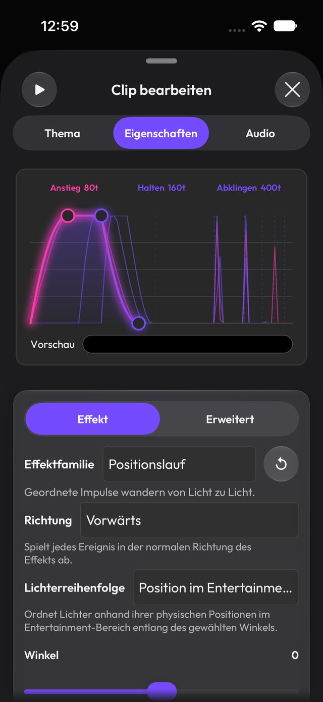 Clip-Inspektor mit ADSR-Hüllkurve