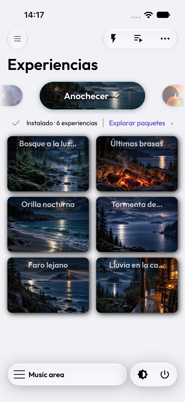 Pack Anochecer en la app en modo claro