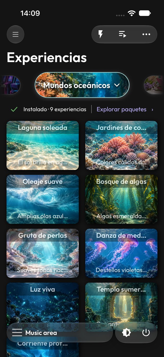 Pack Mundos oceánicos en la app en modo oscuro