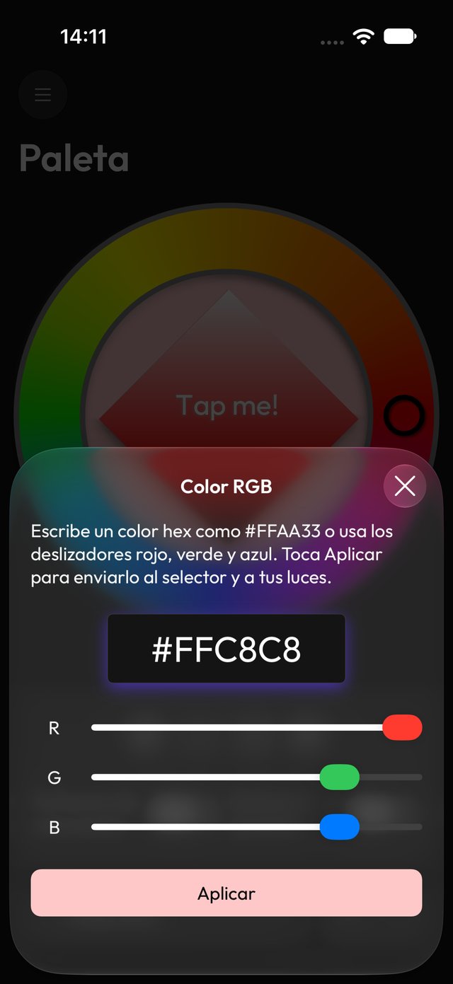 Ajuste RGB e introducción hexadecimal