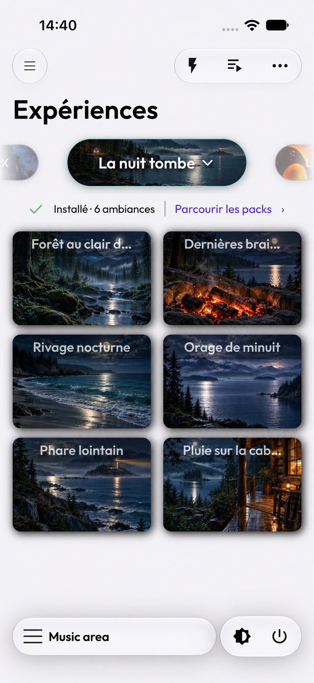 Pack La nuit tombe dans l’app en mode clair