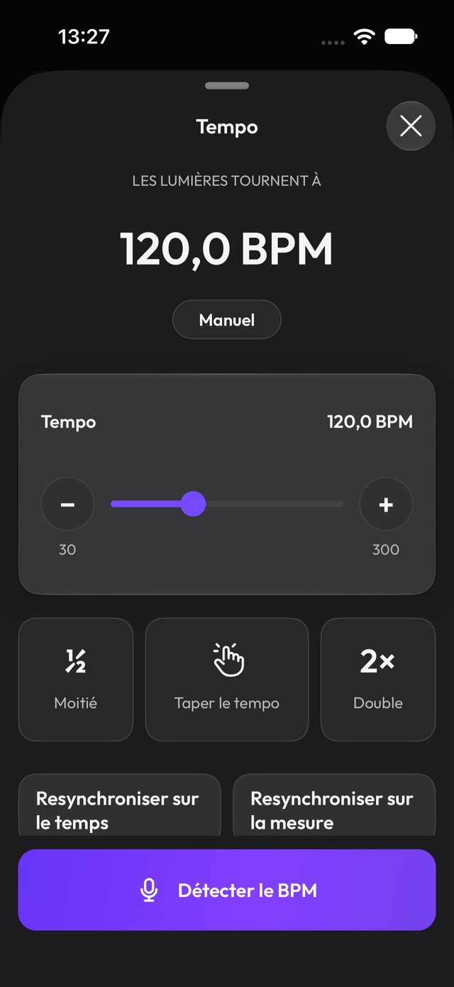 Réglages du tempo avec bouton de détection