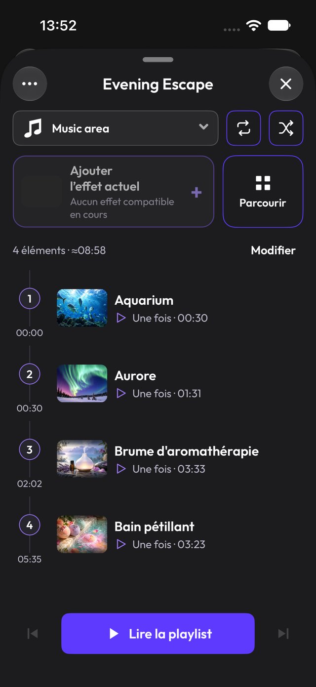 Timeline de la playlist Evening Escape