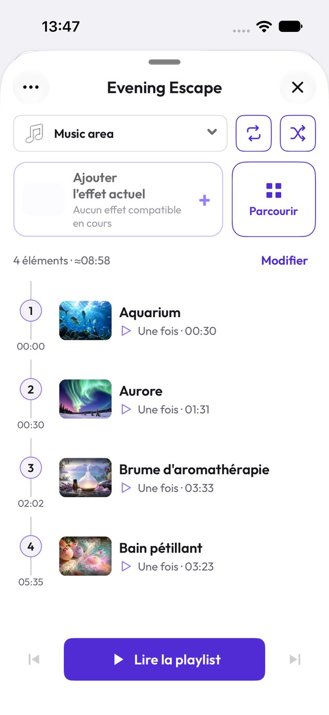 Liste de lecture Evening Escape en mode clair