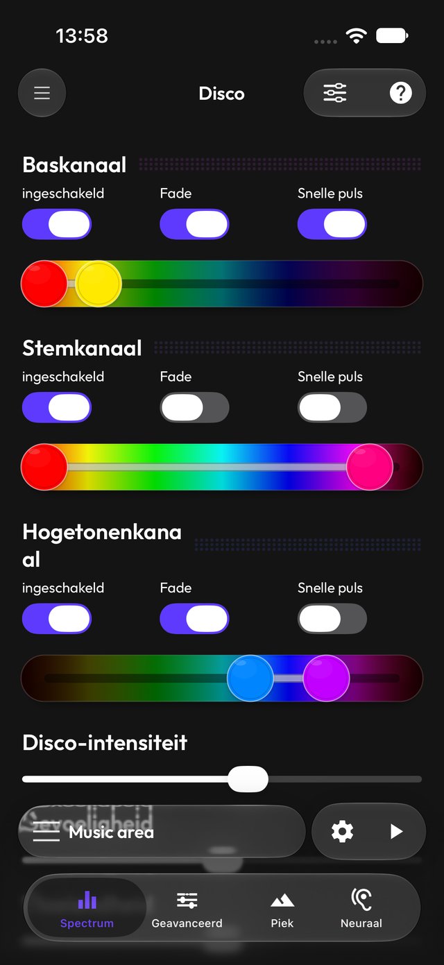 Frequentiebanden van Advanced Disco