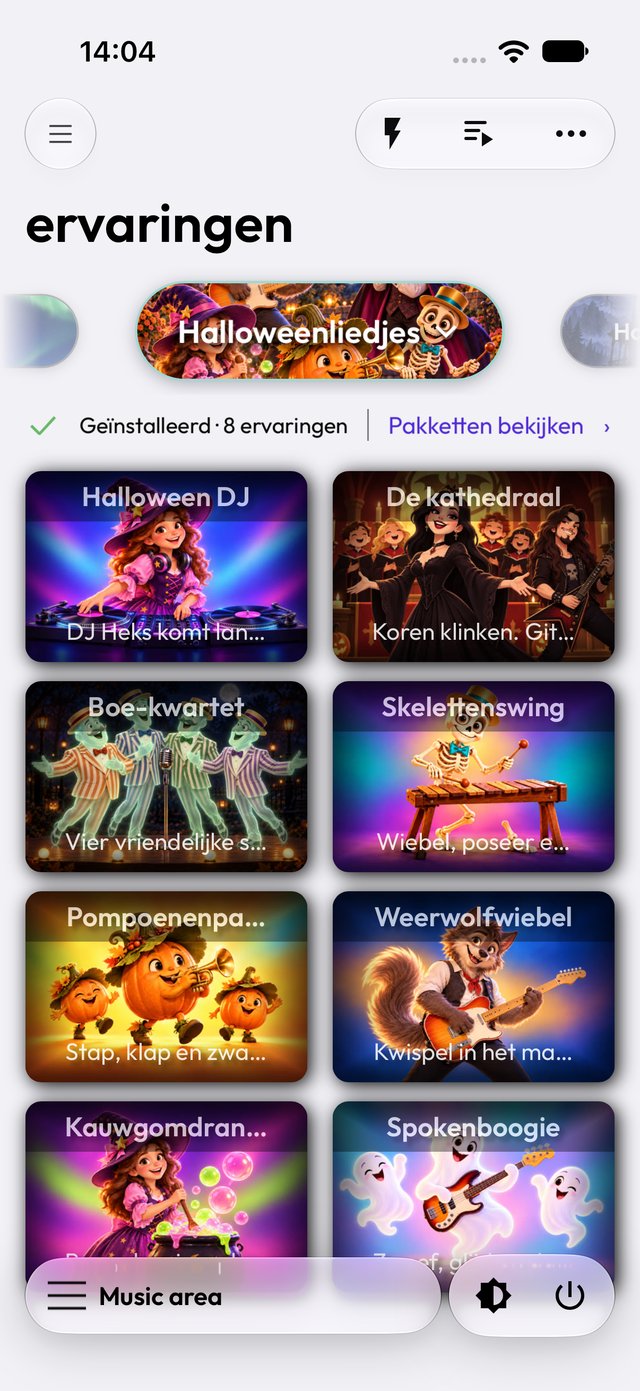 Halloweenliedjes-pakket in de app in lichte modus
