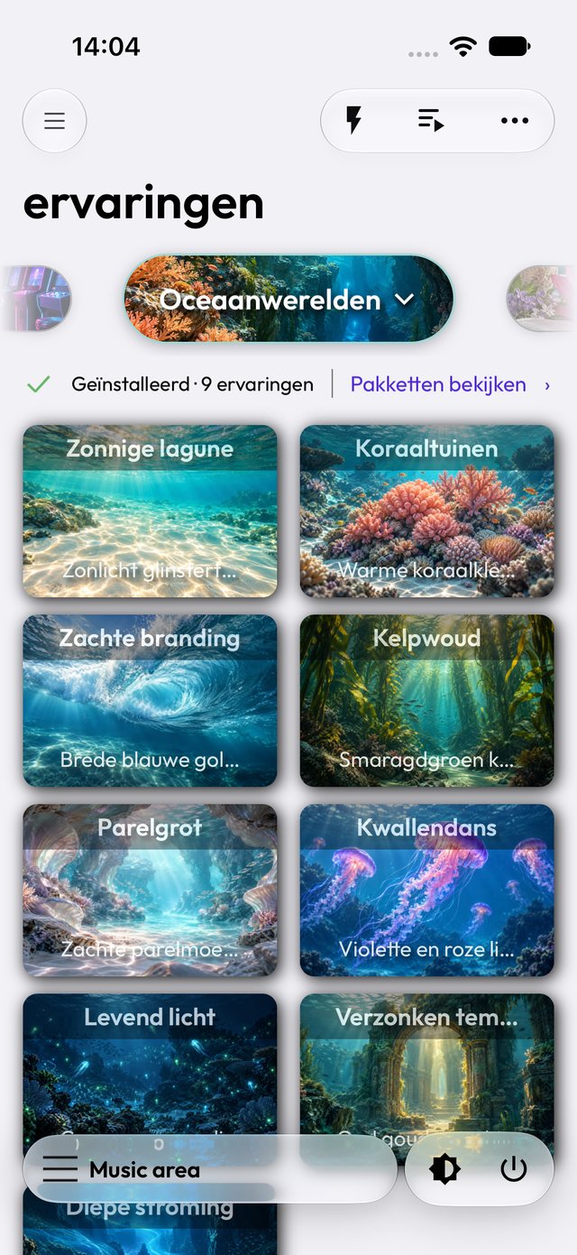 Oceaanwerelden-pakket in de app in lichte modus