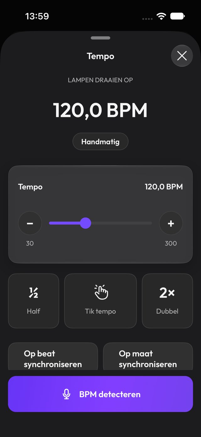 Tempo-instellingen met detectieknop
