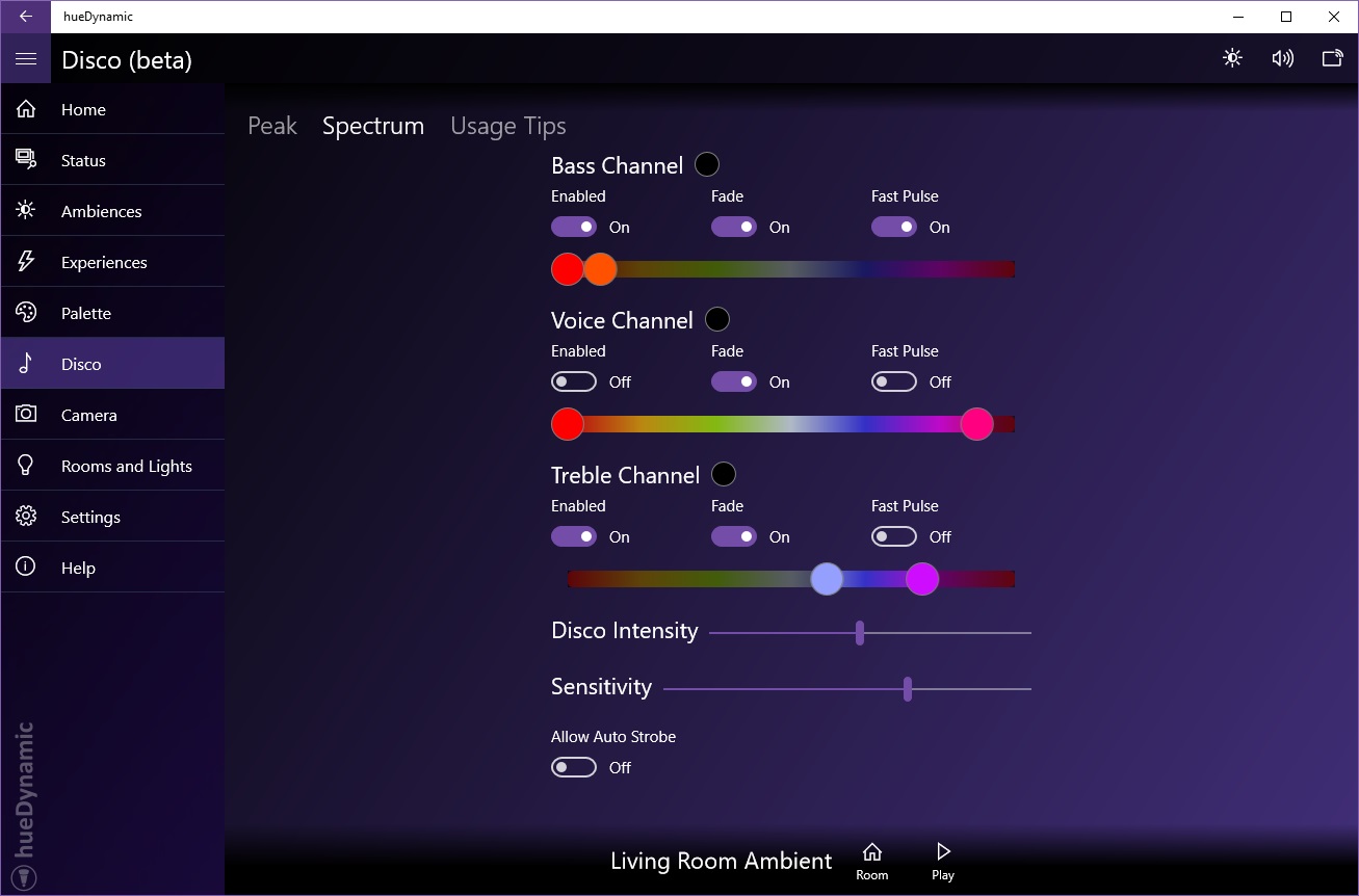 Low latency sound to light disco modes with or without a microphone